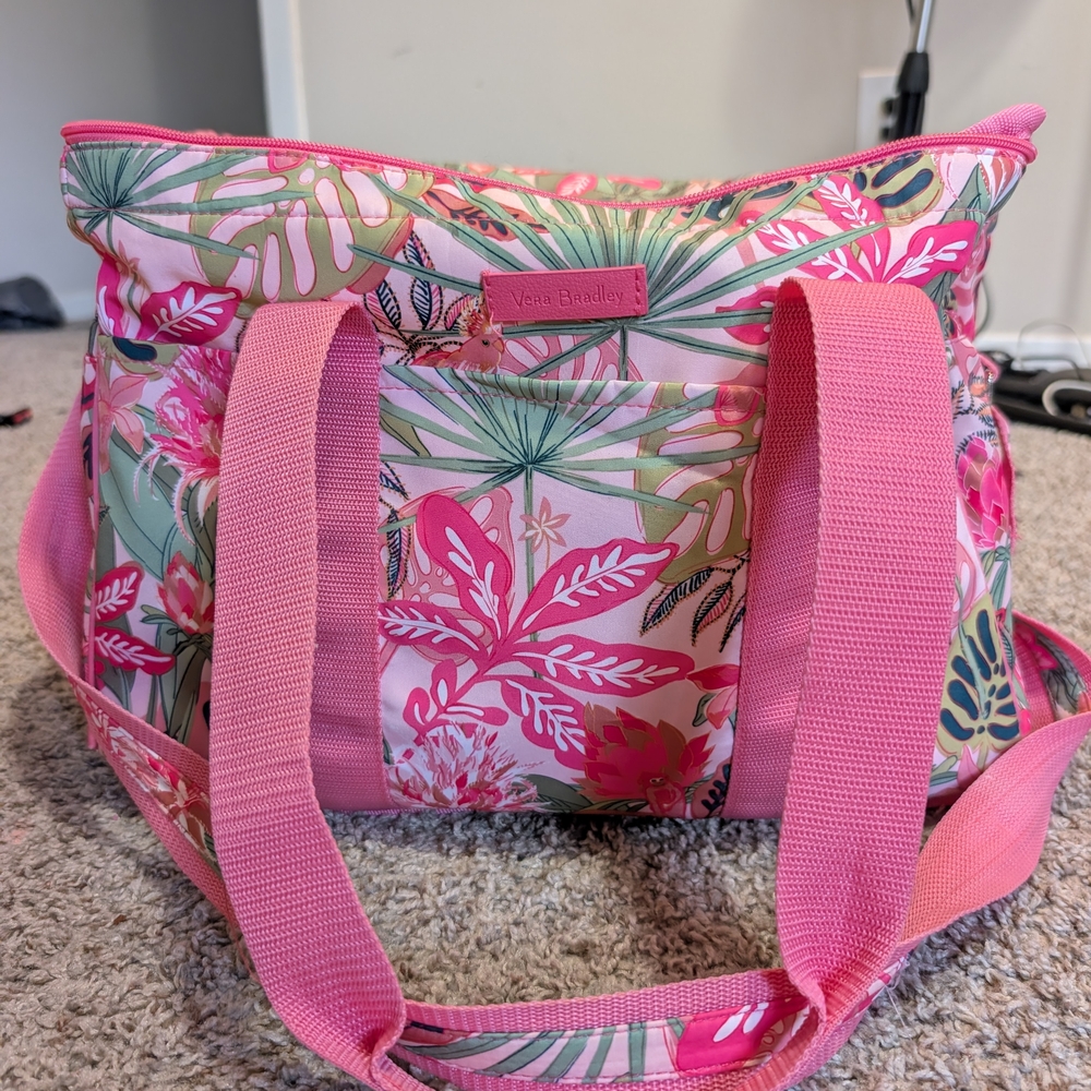 Vera Bradley Large Insulated Cooler Tote Pink Picnic Grocery Bag Crossbody